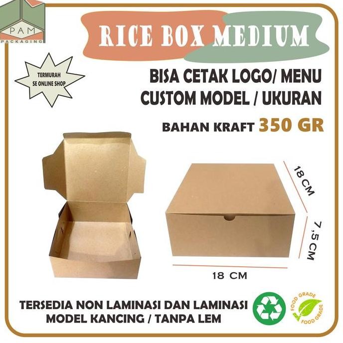 

Baru Dus Nasi Kraft Tebal Ukuran 18X18 Medium - Gojek Only Box Makanan Takeaway