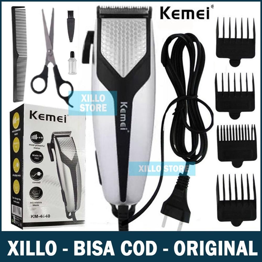 XILLO - Mesin Cukur Rambut Listrik KEMEI Alat Cukur Rambut Kabel Standar Barbershop Original