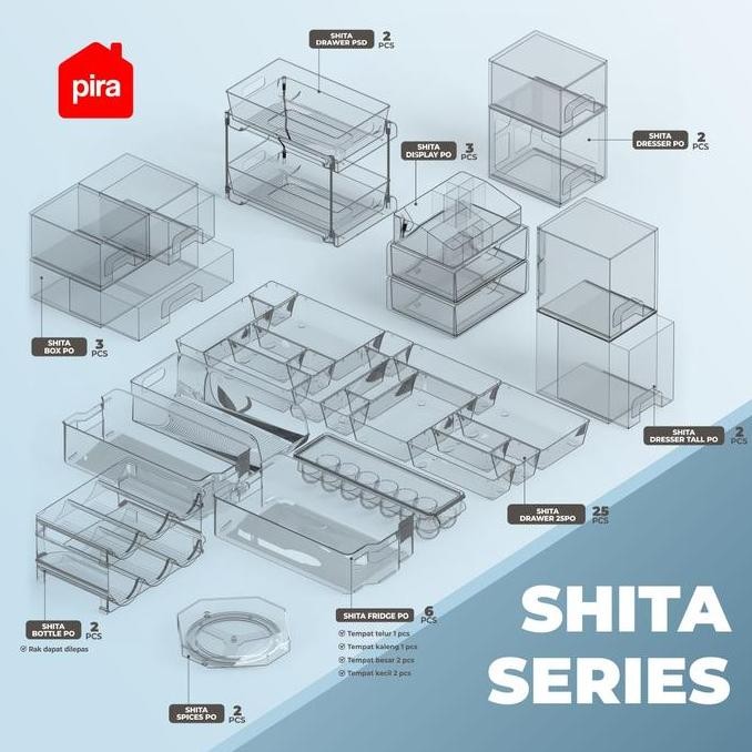 Pira Home - Shita Series Kotak Penyimpanan Bening / Tempat Penyimpanan Transparan / Box Organizer