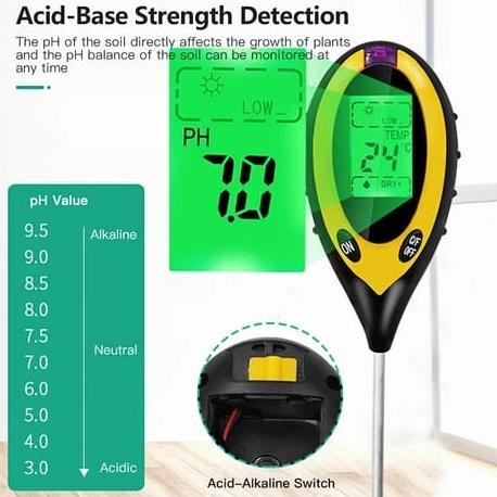 Original Alat Pengukur Ph Tanah Kelembaban Dan Temperatur Tanah 4 In 1 Ke-80