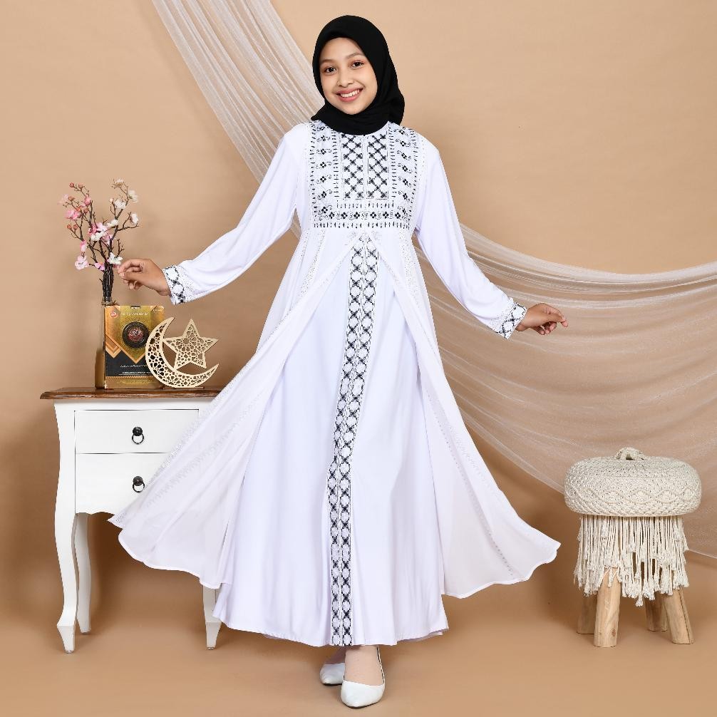 Terlaris Abiyyuco Ta9020P | Abaya Turkey Anak, Remaja, Dan Dewasa Khusus Warna Putih, Gamis Turki Um