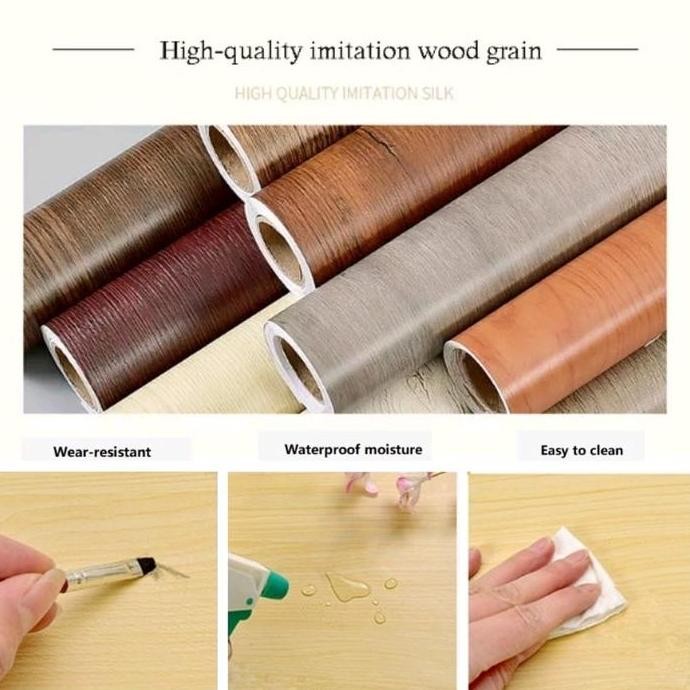 (Allthebest) Stiker Kayu PVC Sheet Sticker Pelapis Furniture Wall Sticker Motif Taco Sheet