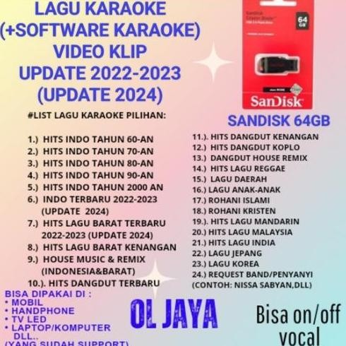 Diskon Flashdisk Sandisk 64GB Isi Lagu Karaoke Mobil Bis Bus Multimedia