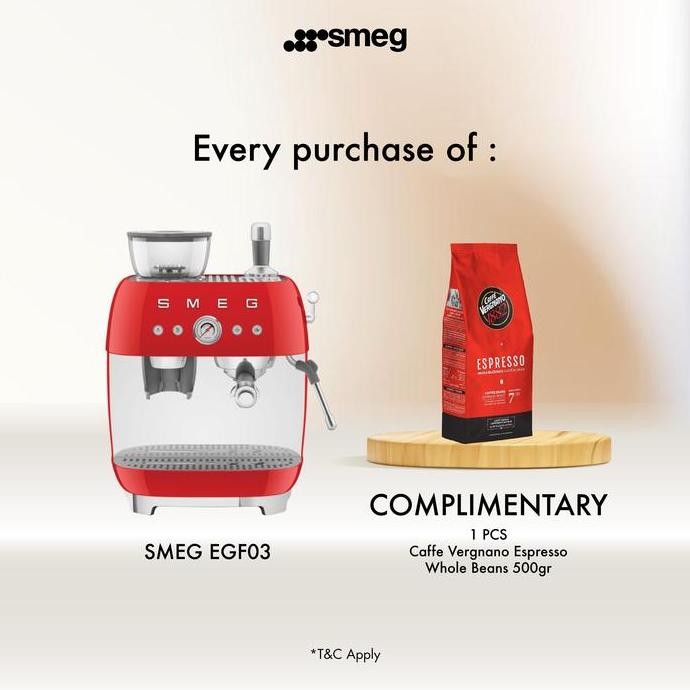 TERMURAH - SMEG EGF03 Espresso Manual Coffee Machine with Grinder