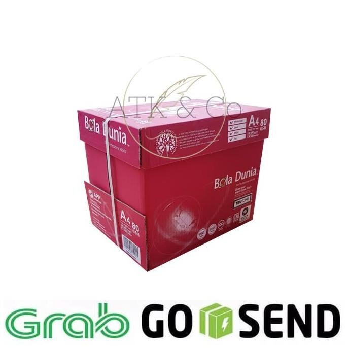 

TERBARU - Kertas HVS A4 80gr Bola Dunia 1 Dus - Khusus Gosend