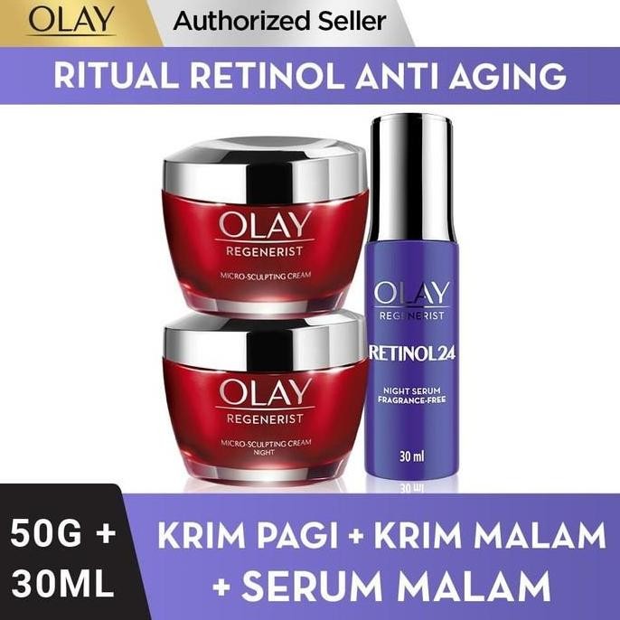 BEBAS ONGKIR - [LEBIH HEMAT] Olay Retinol Ritual Pelembap & Serum Anti Aging