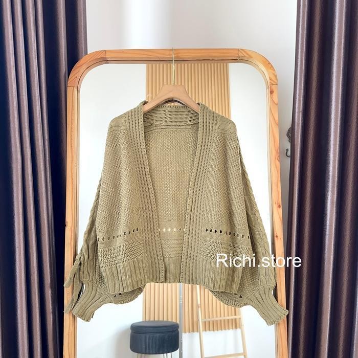 Sz Kalyna Crop Outer Rajut Balero Knitwear Batwing Cardigan Atasan Wanita