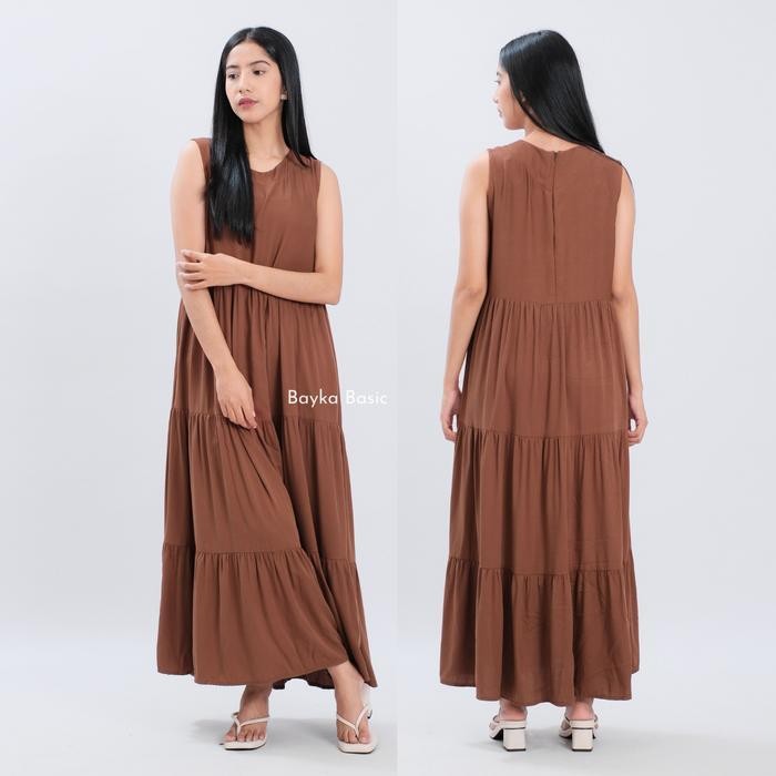Dd Bayka - Ruffle Dress Sleeveless - Inner Dress Susun Rempel Kerut Rayon Twill / Dress Polos Wanita