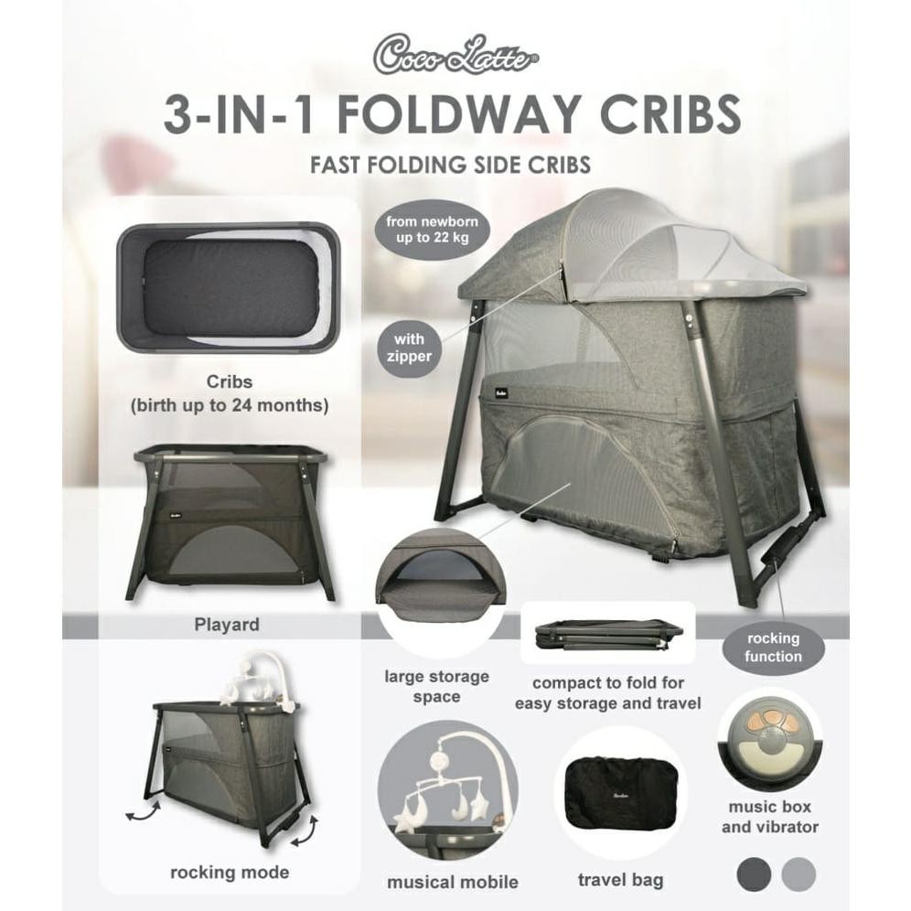 Terlaris Box Bayi Cocolatte 3In1 Foldway Cribs / Tempat Tidur Bayi Cocolatte