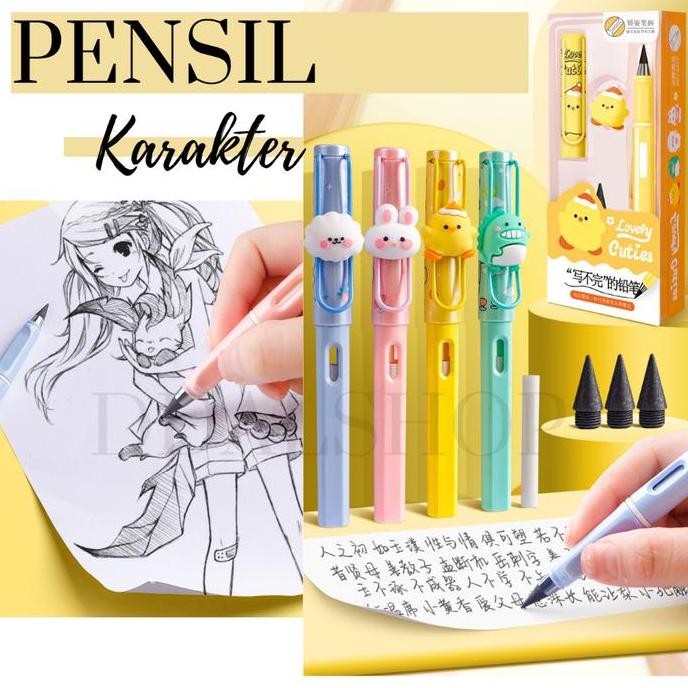 

Pensil Karakter Lucu Pencil Sketsa Unik Alat Tulis Perlengkapan Sekolah Anak Anti Patah Incl. Penghapus