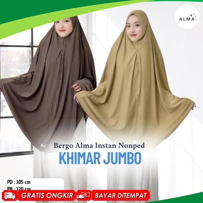 Promo Terbaru Bergo Instan Nonped Khimar Syari Jumbo XXL Jersey Premium FC.ID UC-93