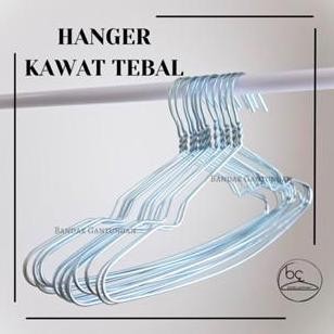 1 Lusin Hanger Kawat Baju Besi Tebal / Gantungan Baju Besi Hanger Kawat Baju Dewasa  - Ls