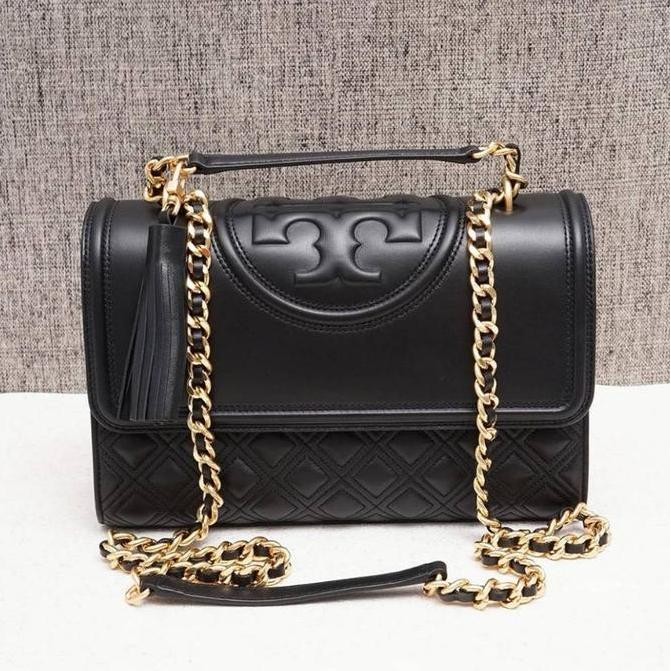 Tas Tb New Fleming Convertible Black Medium Shoulder Crossbody