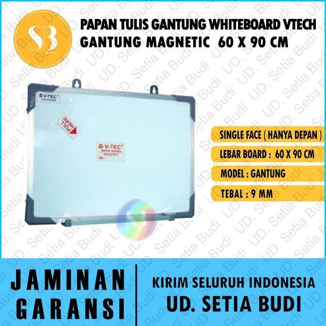 

Papan Tulis Gantung Whiteboard Vtech Gantung Magnetic 60 X 90 Cm