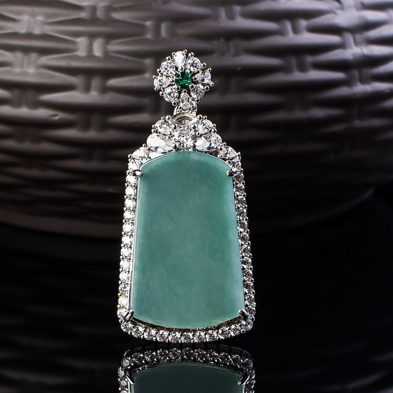 a Liontin Air Biru Jade Tanpa Masalah S Kalung Liontin Giok Es Berlapis Perak untuk Pria dan Wanita