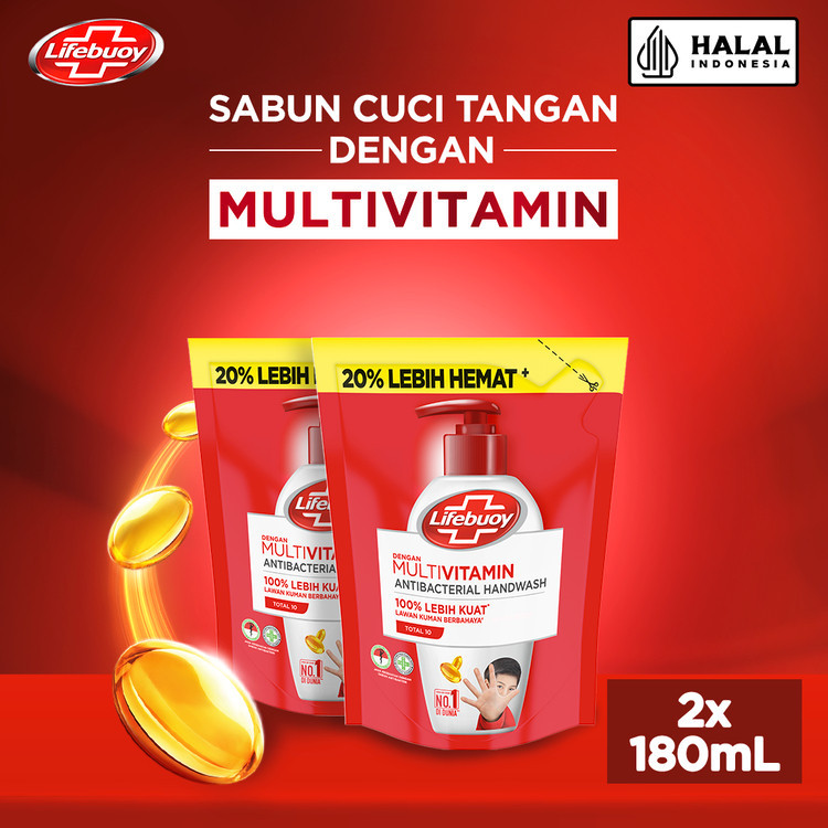 Lifebuoy Hand Wash Total 10 Refill 180 Ml - Twin Pack