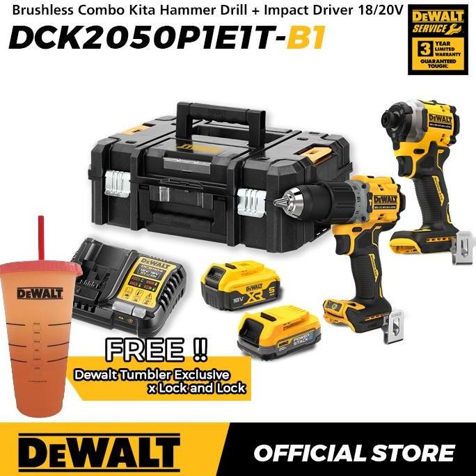 Promo Dewalt Brushless Combo Kit Hammer Drill (DCD805) + Impact Driver (DCF850) 18/20V Max DCK2050P1