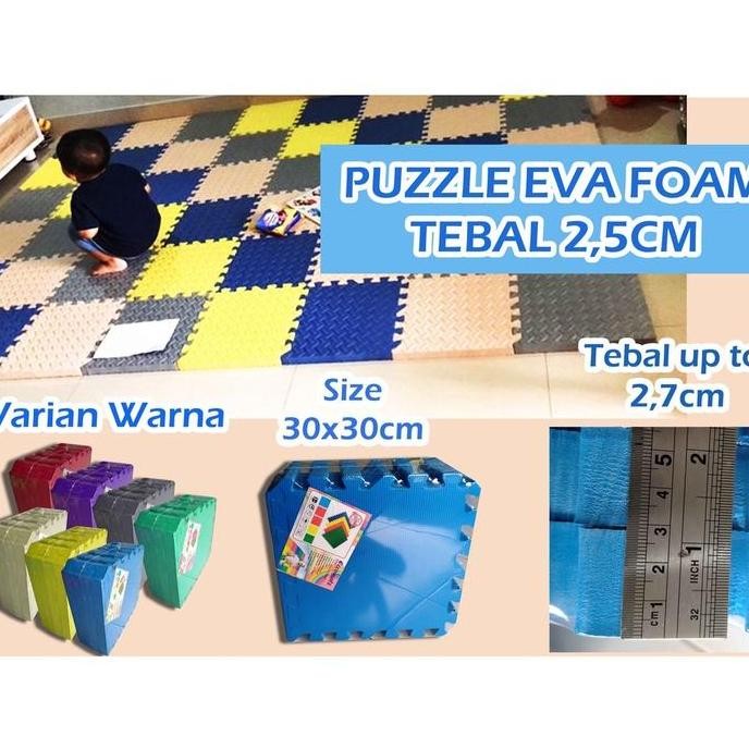 Karpet Matras Eva Foam TEBAL 2,5CM / Matras Puzzle / Alas Lantai Bermain Anak 30x30cm