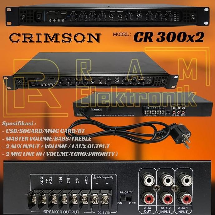 POWER AMPLI AMPLIFIER CRIMSON CR300X2 / CR 300 X 2 ORIGINAL BLUETOOTH ORIGINAL DAN TERPERCAYA