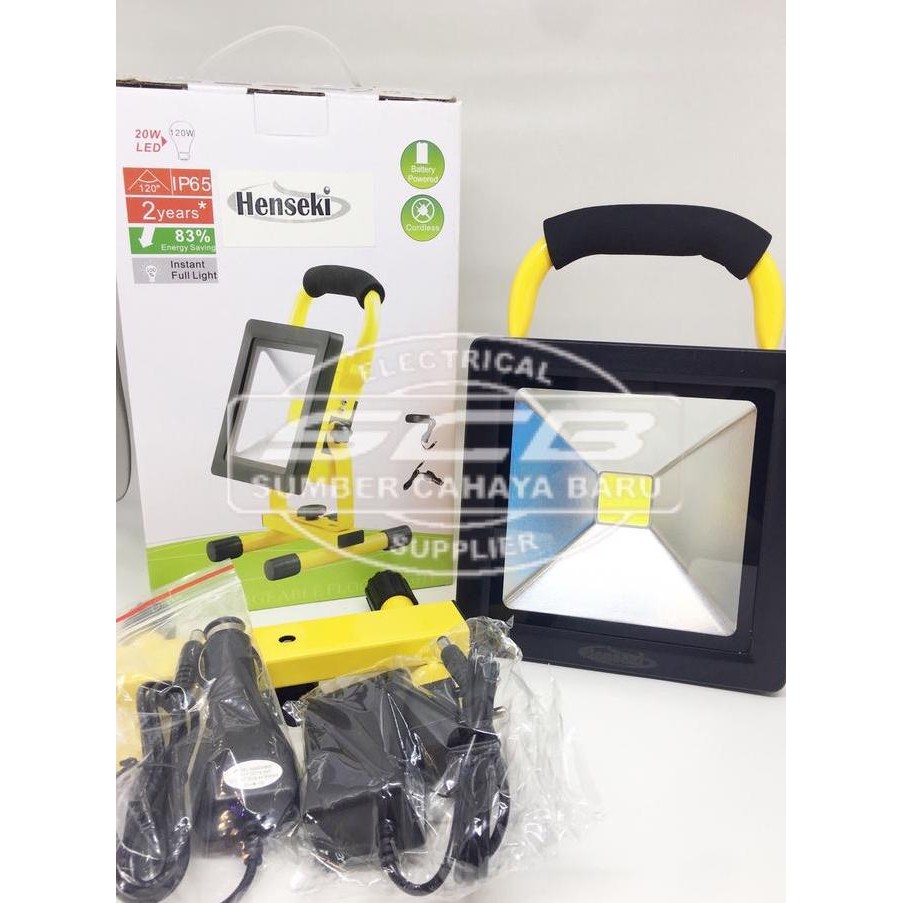 Henseki Rechargeable Flood Light 20 Watt Lampu Sorot Emergency 20W