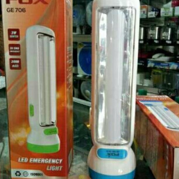Sinte Fox Emergency + Senter Ge706 Lampu Charge Led Isi Ulang Darurat