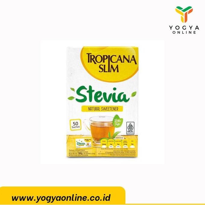 

Baru Tropicana Slim Sweetener Stevia 50 Sachet x 2.6gr - Pemanis Stevia Alami