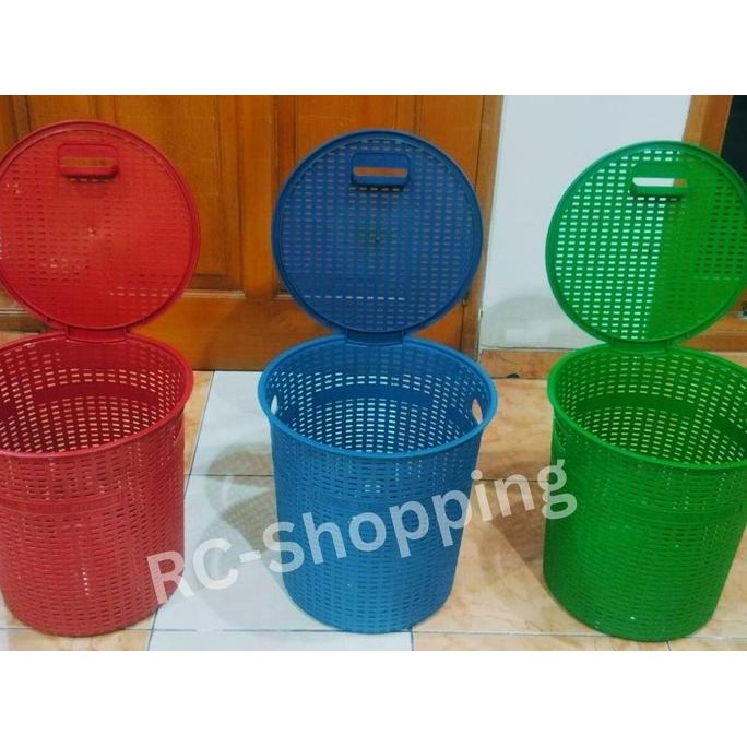 Keranjang Baju Kotor Laundry Box Basket Plastik Rotan Bulat Tabung