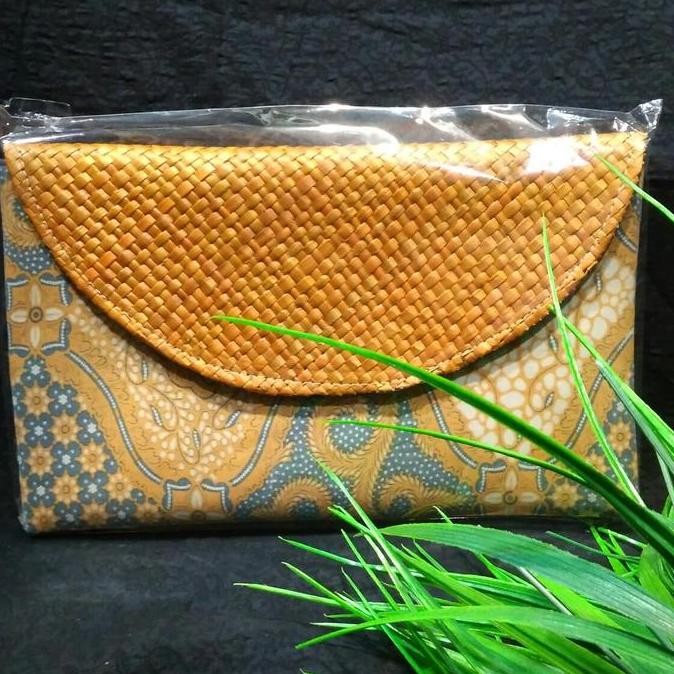 Clutch Batik Lawasan Anyaman Pandan Dompet Tas Gift Khas Indonesia 002