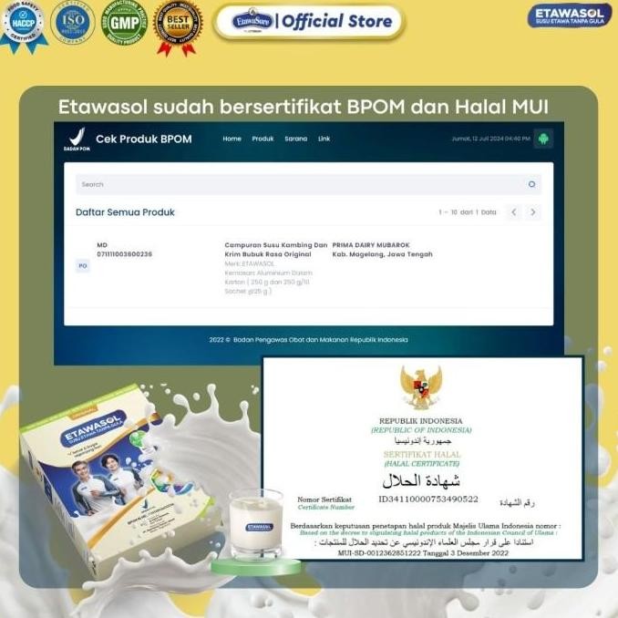 

Murah Susu Etawasol Susu Kambing Bubuk Non Sug4R 10 Bahan H3Rbal Alami Rasa Tidak Manis Paket 1 Box