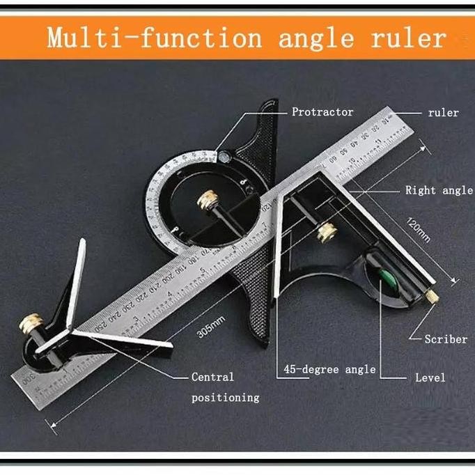 

Penggaris Siku L Multifungsi Mistar Waterpass Kombinasi Angle Finder