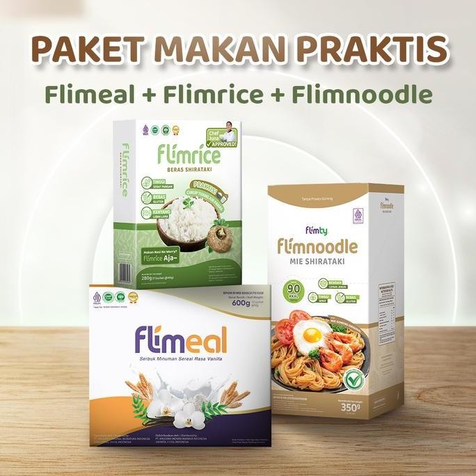 

Murah Paket Makan Praktis - 1 Box Flimeal Vanilla + 1 Box Flimrice + 1 Box Flimnoodle