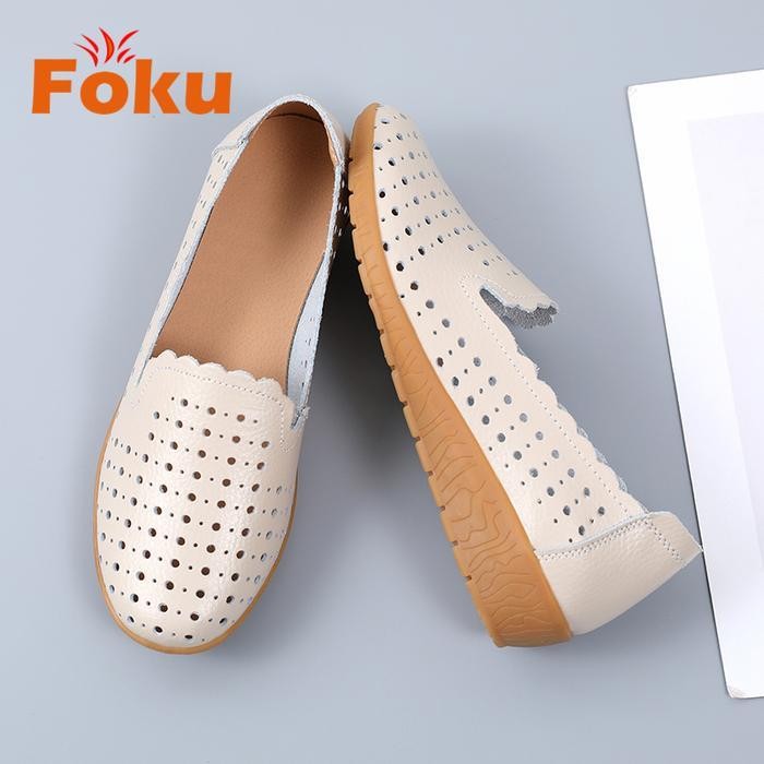 Ds Foku Sepatu Flat Wanita Sepatu Kulit Wanita Flatshoes Karet
