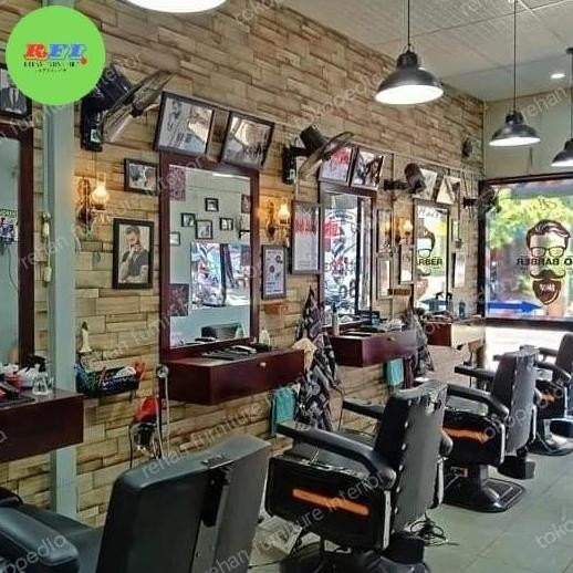meja barbershop, kaca rias ding ding,meja kaca, kaca salon kecantikan