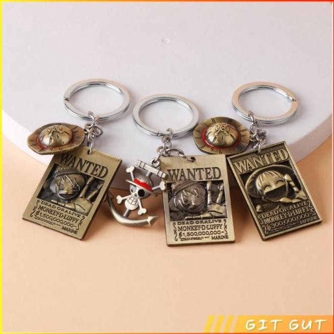 Diskon Keychain Gantungan Kunci One Piece Luffy Wanted Poster Anime Original
