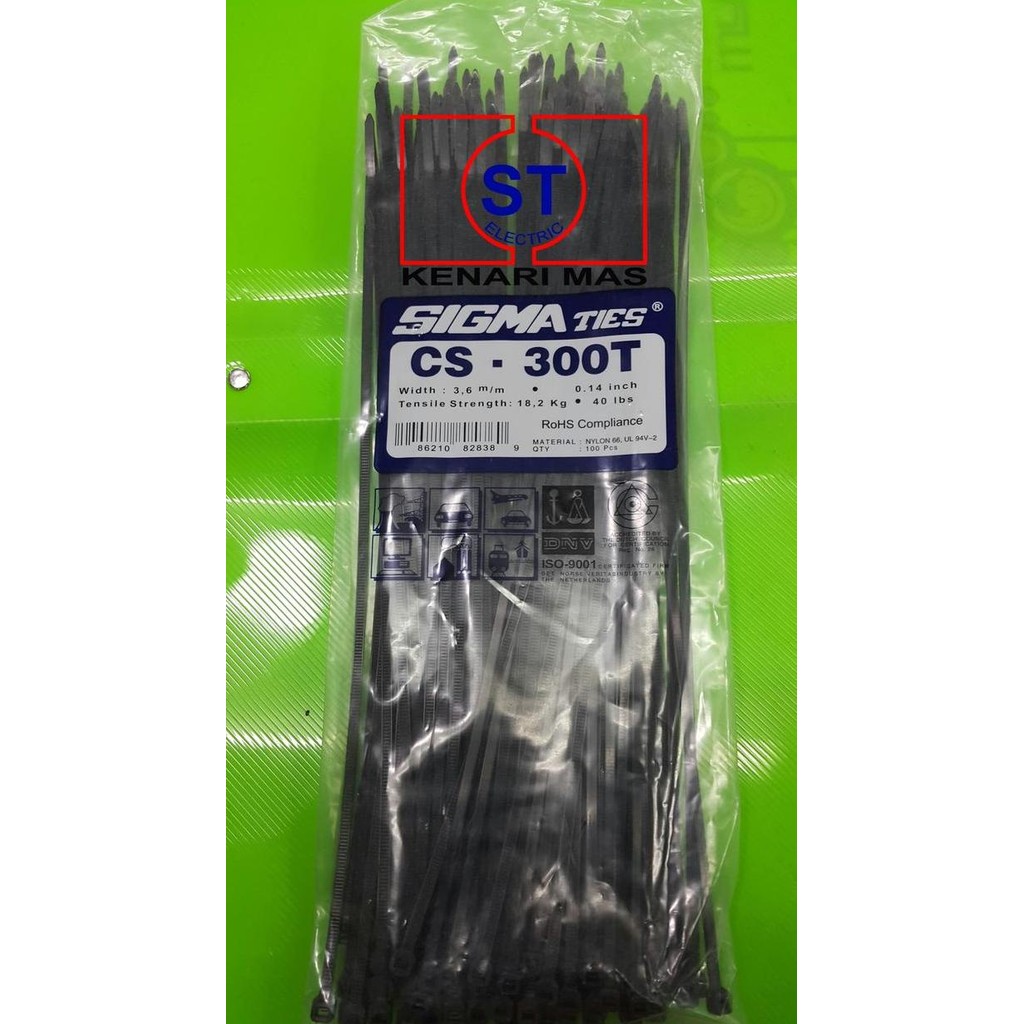 

Diskon! Kabel Ties SIGMA CS-300T 30cm x 4.8mm Hitam - Cable Tie Nylon Insulok Tahan Tarikan