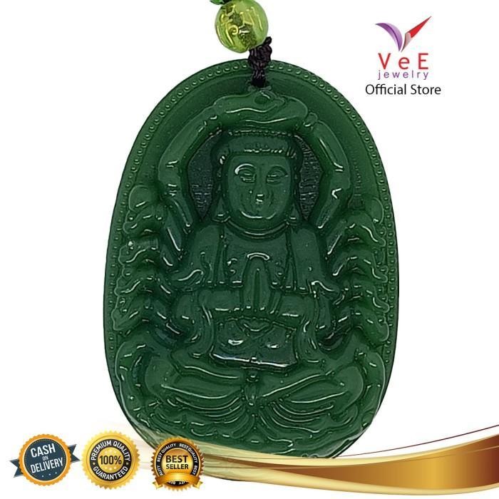 Kalung Liontin Batu Giok Asli Cina Dewi Betari Durga Uma Parwati Oval