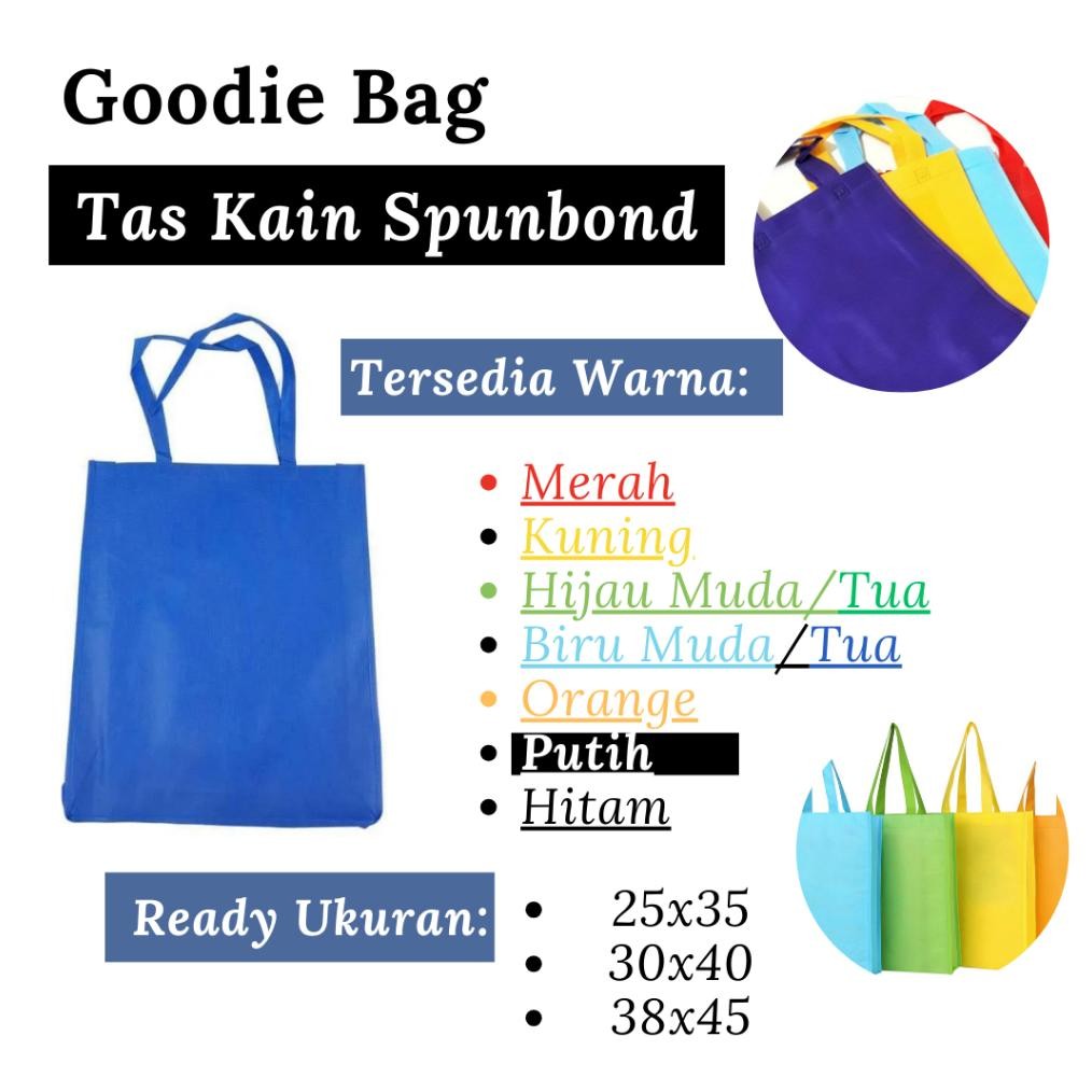 

Cod Tas Belanja Spunbond Isi 12 Pcs, Tas Kain, Goodie Bag, Tas Hajatan, Souvenir Bag Uk 25X35Cm, 30X40Cm, 38X45Cm Original