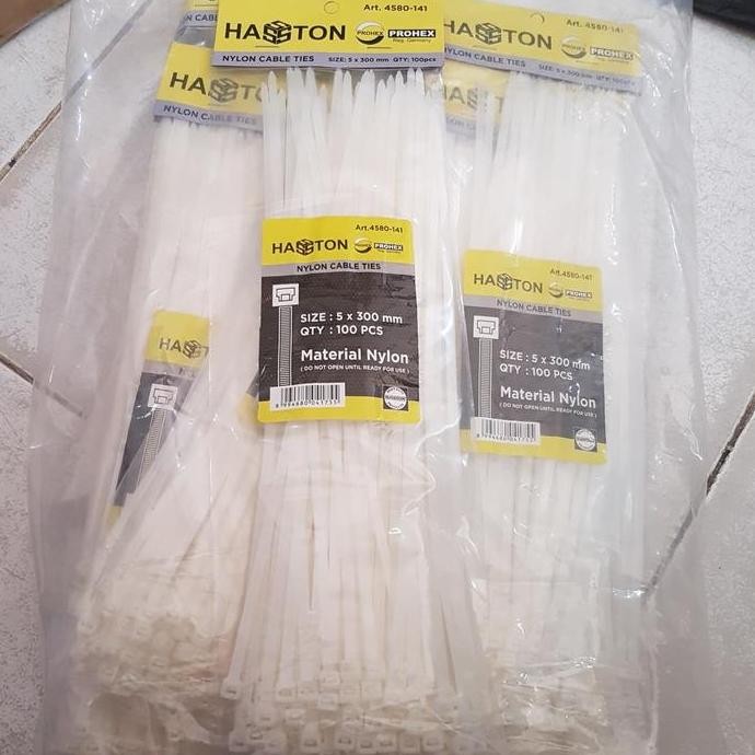 

Diskon! Cable Tie Nylon Prohex 30cm x 5mm Putih Tali Tis Hasston Isi 100pcs
