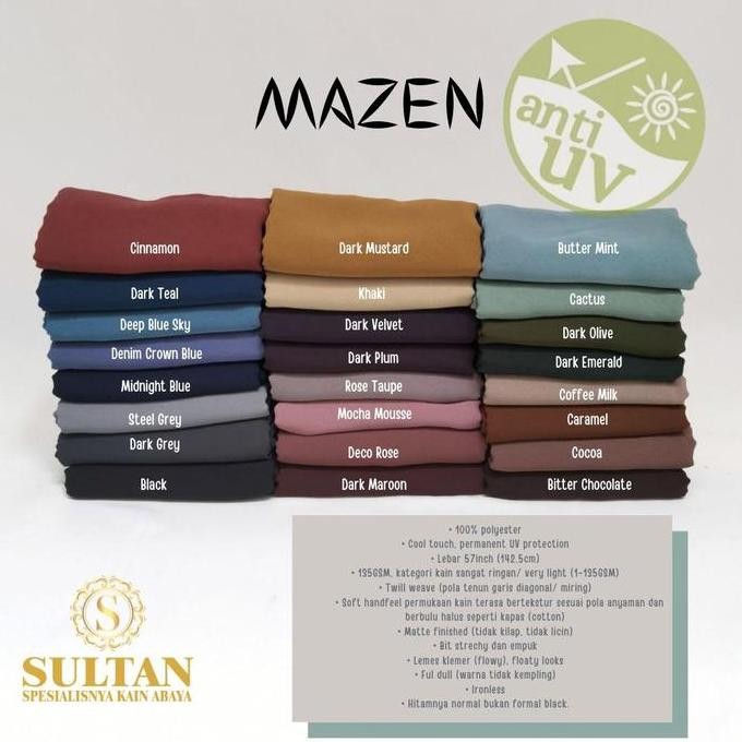 (Allthebest) Kain Sultan polos Mazen Marzan anti uv bahan kain gamis abaya