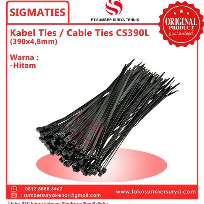 

Diskon! Kabel Ties Sigma CS390L 390x4.8mm Hitam Tahan Panas - 100pcs