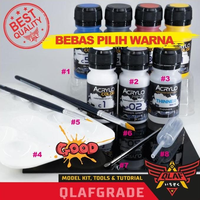 

BEBAS ONGKIR - PAKET ACRYLO MIX LENGKAP - BEBAS pilih repaint hand brush cat gundam