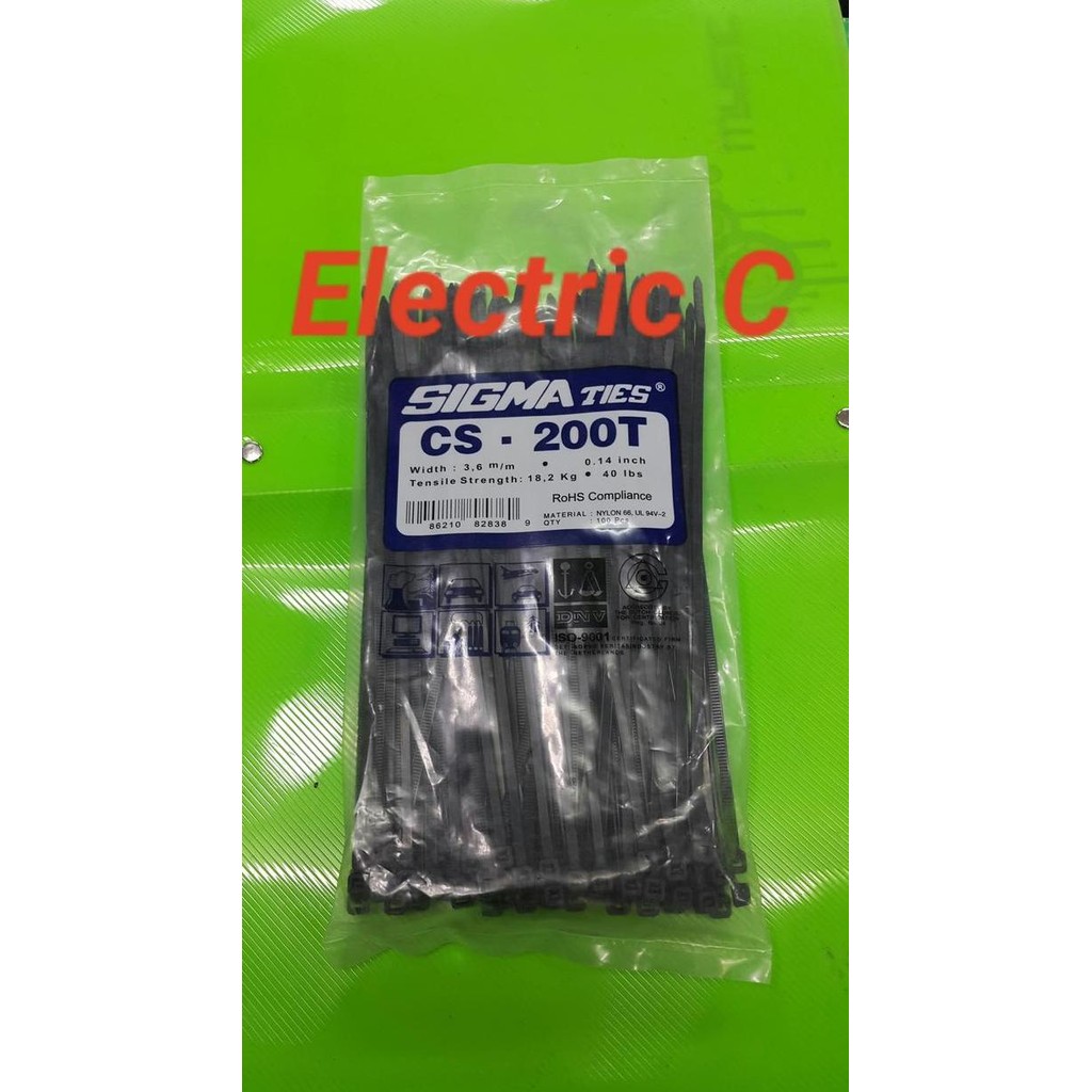 

Diskon! Cable Ties SIGMA CS-200T 20cm Hitam Kabel Ties Nylon Ukuran Sedang 100pcs
