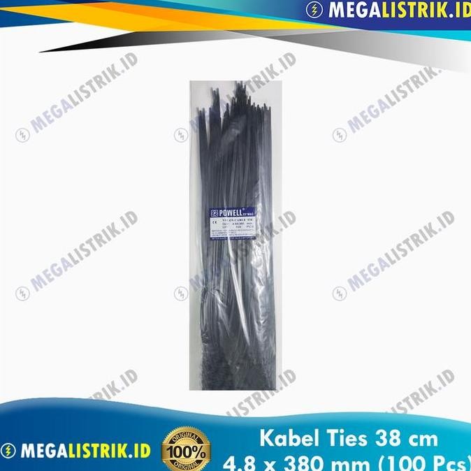 

Diskon! Cable Ties POWELL 4.8 x 380mm Hitam 38cm Isi 100pcs Tali Kabel Kuat