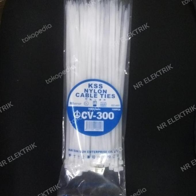 

Diskon! KSS Nylon Cable Ties CV-300 30cm x 4.8mm Putih - Cable Tie Isi 100pcs