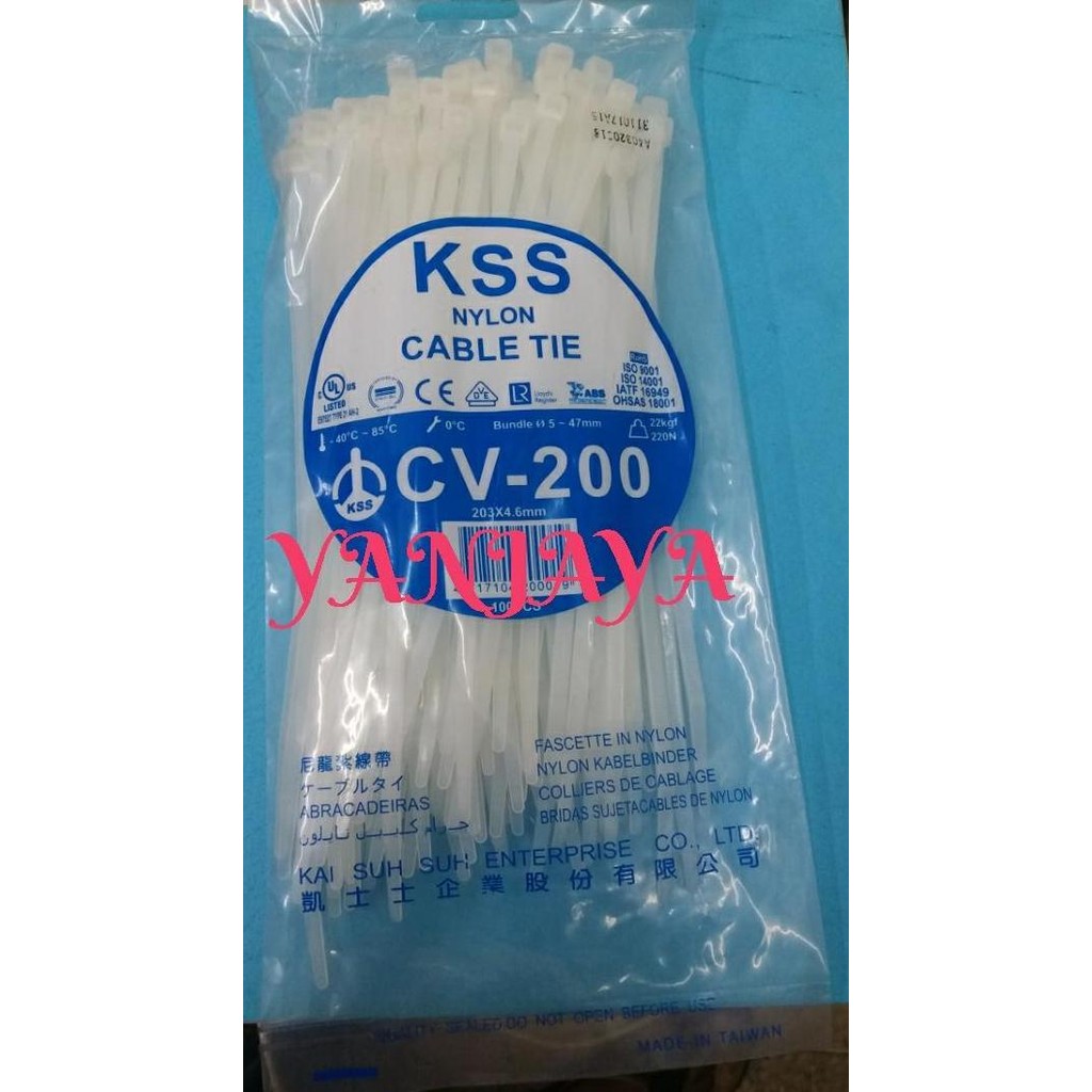 

Diskon! Cable Ties KSS CV-200 200mm x 4.6mm Nylon Tali Ikat Taiwan