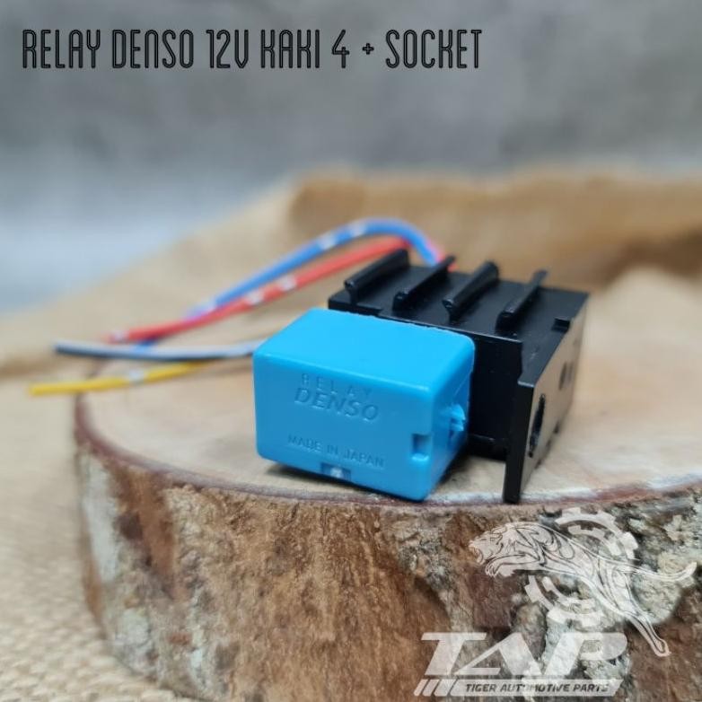 NEW- RELAY DENSO 12V KAKI 4 - RELAY BIRU MINI + SOCKET SOKET RELAY