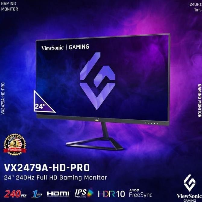 TERMURAH - Monitor Gaming 240HZ LED Viewsonic VX2479A-HD-PRO 24" SuperClear IPS 1080p FHD 240Hz 1ms
