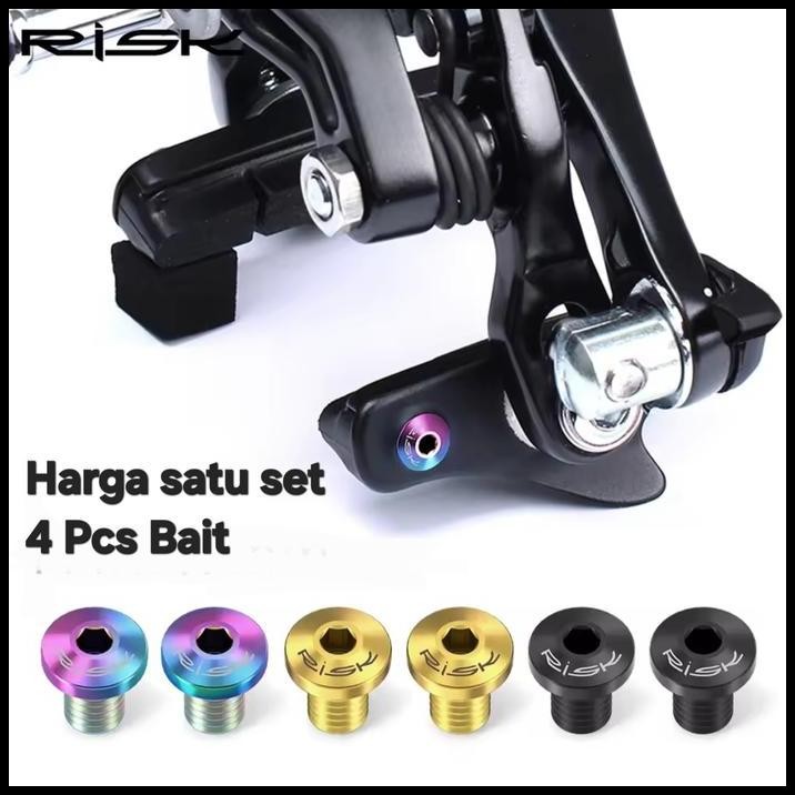 Risk Titanium Baut Brake Pad Rem U C Brake Baut Kaliper Kampas Rem C Brake Sepeda Roadbike RT060