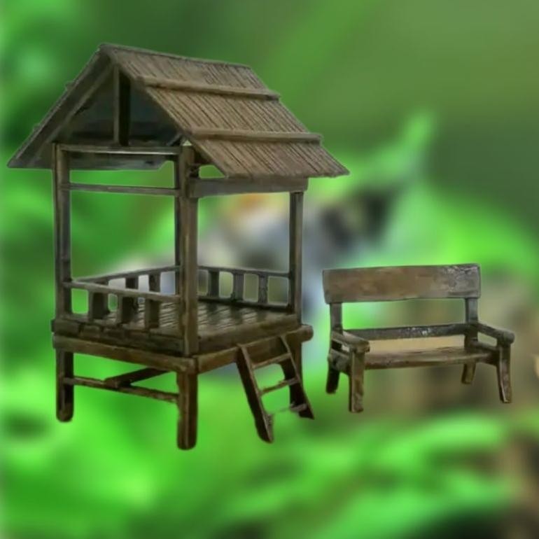 fb-4 tu-67 miniatur perahu dan miniatur rumah kayu hiasan diorama aquarium Terlaris Premium