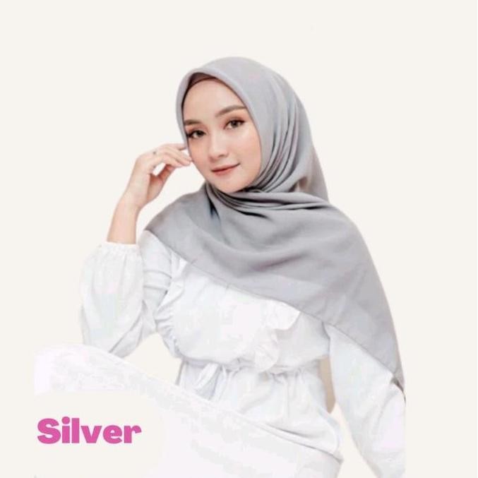 (Allthebest) hijab Plain Square Silver/Krudung Segi empat Abu Muda